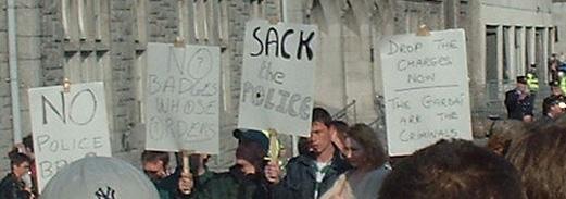 Anti police placards
