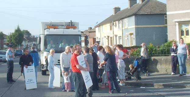 Police at bin tax protest