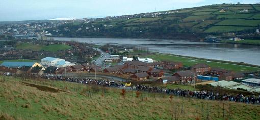 A view of Derry and the Foyle looking over the Brandywell towards the Waterside