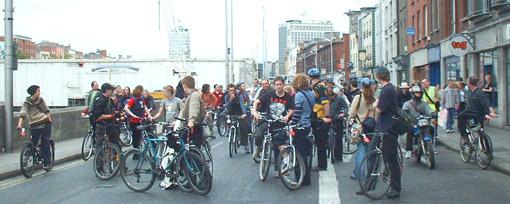 Critical Mass on the Quays in Dublin, Ireland
