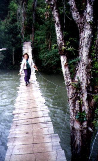 Suspension bridge in Chiapas Mexico