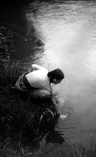 Fetching drinking water from the river in Chiapas, Mexico