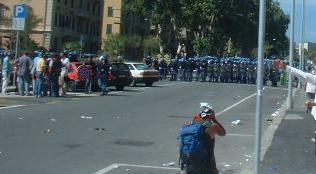Riot police in Genoa